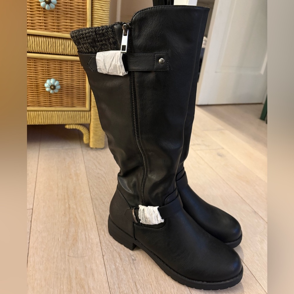 Brand new black knee high boots